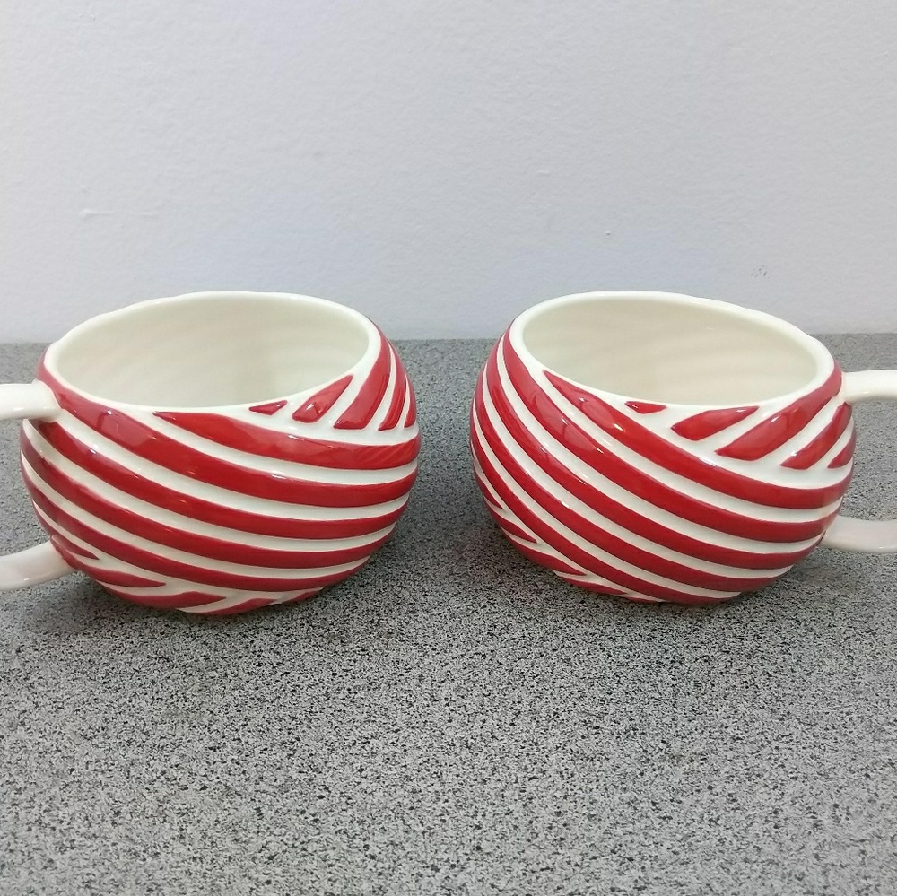 2 Starbucks Coffee Christmas Mug Candy Cane 2013